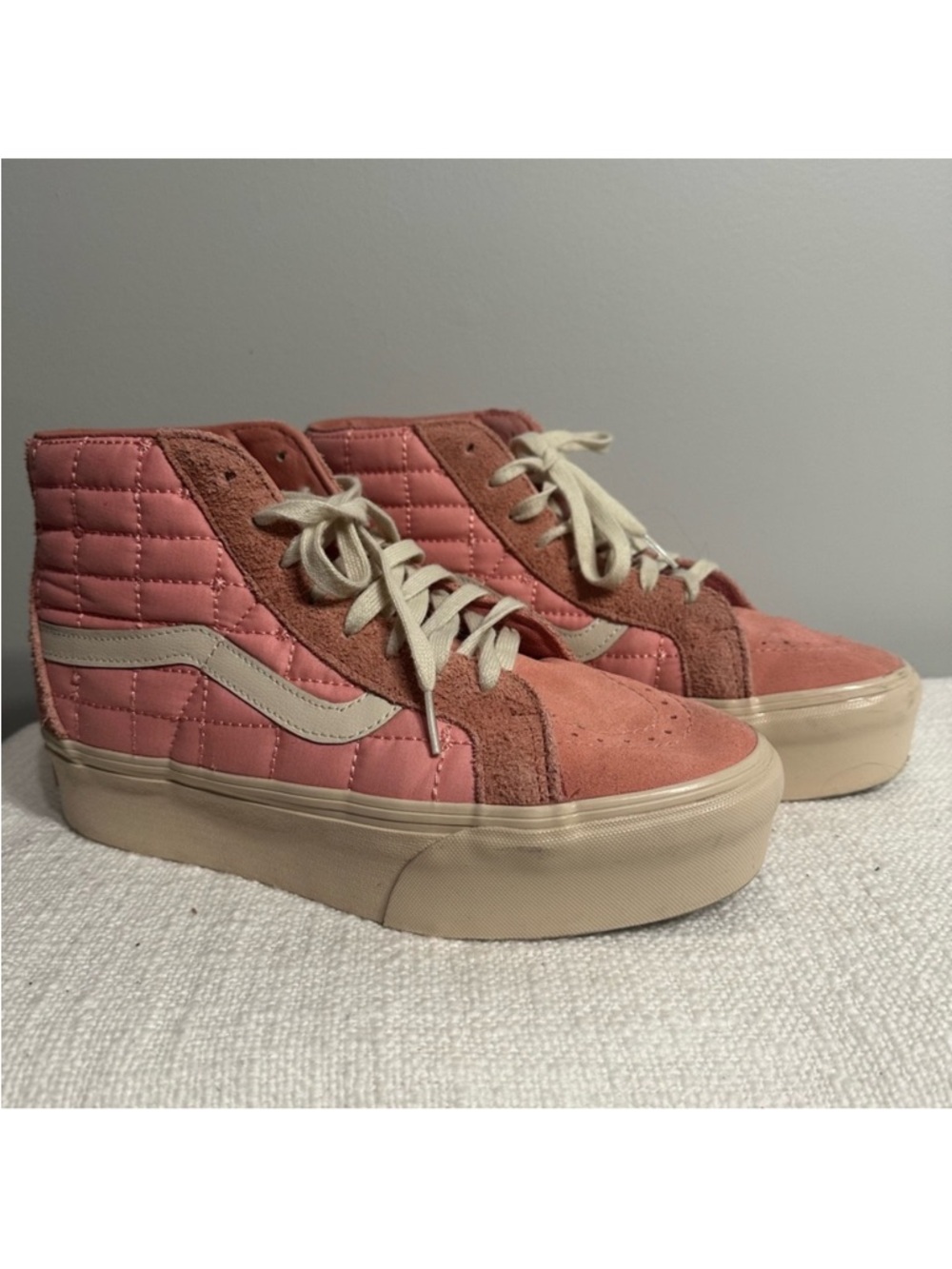 Joe Freshgoods x Vans Sk8-Hi Platform Quilted Pink Suede Canvas W10/M8.5